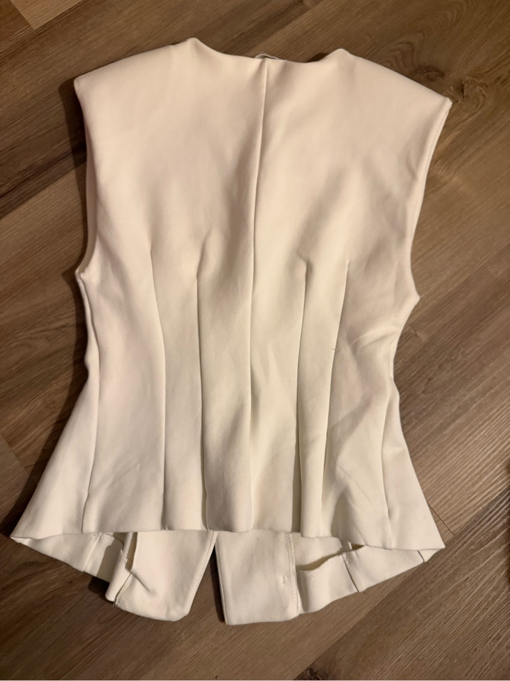 Zara Cream Sleeveless Button-Front Tailored Tunic - Picture 4 of 8